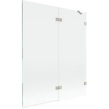 Vanová zástěna Mexen Lunar vanová zástěna 2-dveřová pravá 140 x 150 cm, transparentní, kartáčovaný nikl - 897-140-100-97-00-P Vanové zástěny