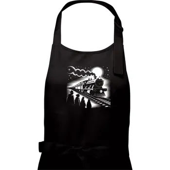 Kuchyňská zástěra Hogwarts Express černobílý - Dámská zástěra na vaření - Univerzální velikost ( Černá )