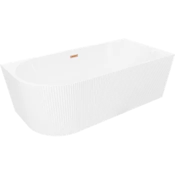 Vana Mexen Silo volně stojící rohová vana pravá rýhovaná 170 x 80 cm, bílá, přepad měď kartáčovaná - 52891708000P-65 Volně stojící vany