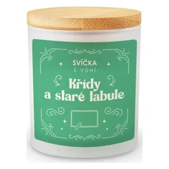 Žertovný předmět Svíčka s vůní křídy a staré tabule - vonná svíce s potiskem- Tričkový.cz