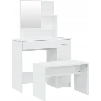 Toaletní stolek Toaletní Stolek s taburetem, bílý, 86,5x35x136 cm