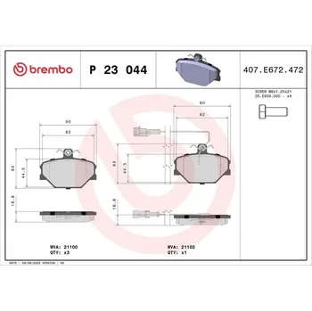 Brzdová destička BREMBO P 23 044 Sada brzdových destiček, kotoučová brzda (P23044)