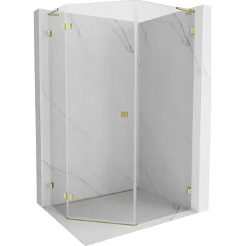 Mexen Lunar L pětiúhelníková sprchová kabina levá 90 x 100 cm, transparentní, zlatá - 831L-090L-100P-50-00-L Sprchové kouty