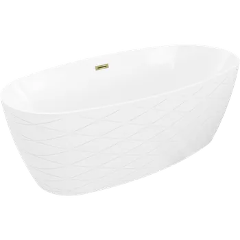 Vana Mexen Olea volně stojící vana vzor 170 x 80 cm, bílá, přepad zlatý - 52821708000-50 Volně stojící vany