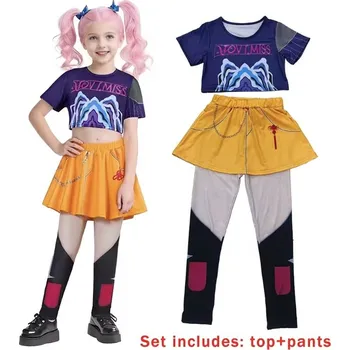 Karnevalový kostým KPop Demon Hunters (Lovkyně démonů) Dívčí kostým KPop Demon Hunters (Huntrix) - Rumi, Mira a Zoey Varianta: Mira (top + kalhoty se sukní), Velikost: 130