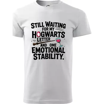 Pánské tričko Still waiting for my Hogwarts letter and some emotional stability - Klasické pánské triko vyšší gramáže - S ( Bílá )