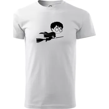 Pánské tričko Harry obrázek na koštěti - Triko extra velké (5-8XL) - 8XL ( Bílá )