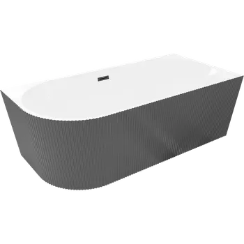 Vana Mexen Silo vana volně stojící rohová pravá, žebrovaná 170 x 80 cm, bílá/šedá, přepad černý - 52891708062P-70 Volně stojící vany