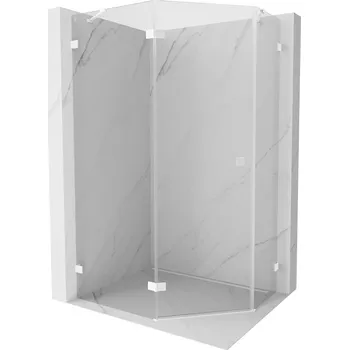 Mexen Lunar pětiúhelníková sprchová kabina otevírací levá 90 x 80 cm, transparentní, bílá - 831-090L-080P-20-00-L Sprchové kouty