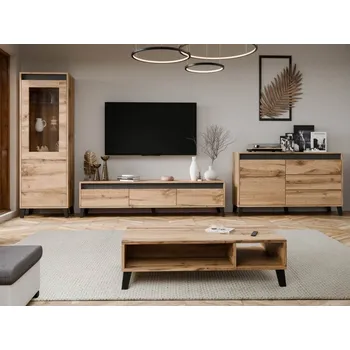 Obývací stěna Sestava do obývacího pokoje Elsie I, Barva: dub wotan / dub wotan + antracit MIRJAN 5903211438936