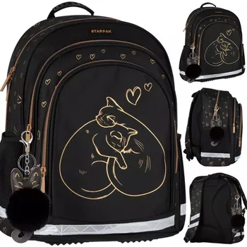 Školní batoh Školní batoh vícekomorový Starpak černý, odstíny žluté a zlaté 23 l