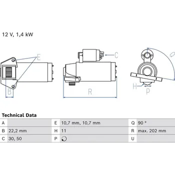 Startér BOSCH 0 986 029 250 Startér (0986029250)