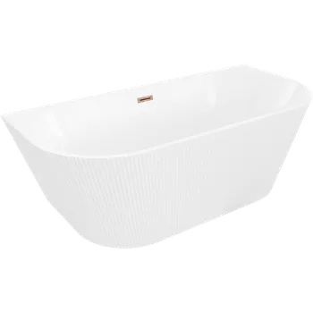 Vana Mexen Oris volně stojící přisazená vana vrásněná 150 x 75 cm, bílá, přepad růžové zlato - 52871507500-60 Volně stojící vany