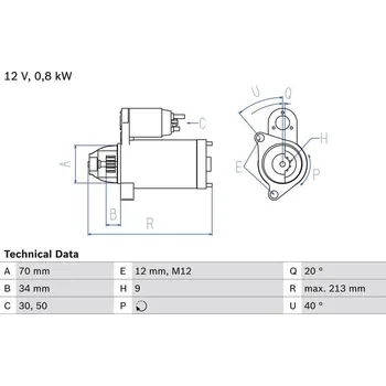 Startér BOSCH 0 986 027 060 Startér (0986027060)