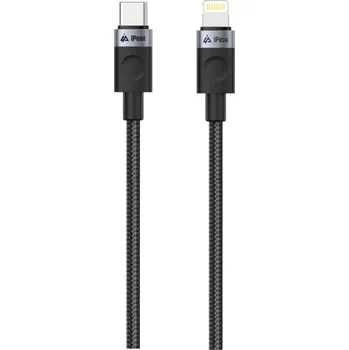 Datový kabel iPEAX Textilní kabel USB-C / lightning 1,5 m, USB 2.0, černý