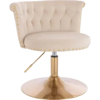Otočné křeslo Evenstad velur na zlatém talíři - krémová