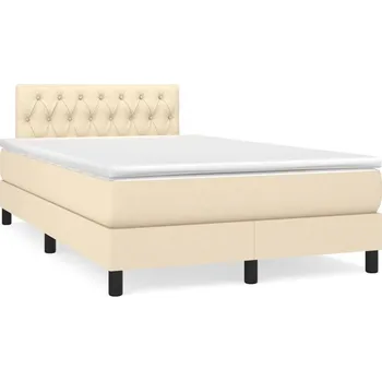 Postel vidaXL Box spring postel s matrací 120x190 cm textil [3269746] Barva: krémová