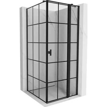 Mexen Mist T Sprchový kout skládací pravý 90 x 90 cm, černá mřížka, černá - 8A4T-090-090-70-77-P Sprchové kouty