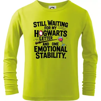 Chlapecké tričko Still waiting for my Hogwarts letter and some emotional stability - Triko dětské Long Sleeve - 122 cm/6 let ( Limetková )