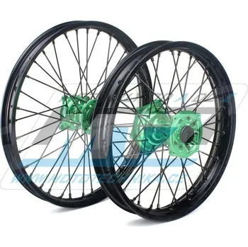 Motodoplněk Kolo kompletní zadní 2,15x19" (zelený náboj / černý ráfek) - Kawasaki KX250+KXF250 + KX450+KXF450 ZWW19215KX-08