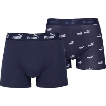 Pánské spodní prádlo Pánské boxerky Puma ELEMENTS MEN LOGO PRINT BOXERS 2P M Tmavě modrá, Bílá