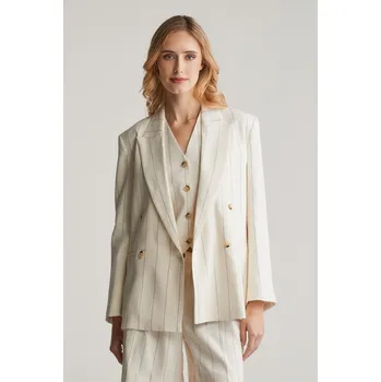 Dámské sako BLEJZR GANT PINSTRIPE LINEN CLUB BLAZER EGGSHELL