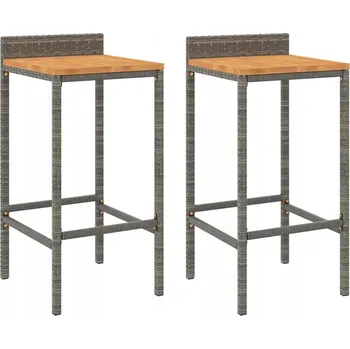 Barové židle Ratan PE Šedé 40x44x86cm, nosnost 110kg, 2 ks