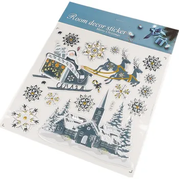 Vánoční dekorace Vánoční samolepky plastické 3D na okna a dveře Varianta: 4 modrá tmavá sáně, Balení: 1 karta