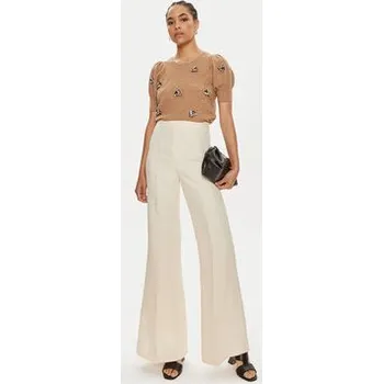 Dámské kalhoty TWINSET Kalhoty z materiálu 241TT2104 Béžová Wide Leg 38