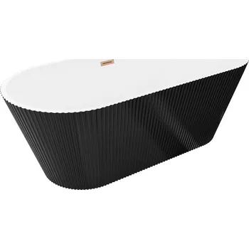 Vana Mexen Yara volně stojící vana rýhovaná 170 x 75 cm, bílá/černá, přepad kartáčovaná měď - 52861707575-65 Volně stojící vany