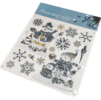 Vánoce Vánoční samolepky plastické 3D na okna a dveře Varianta: 2 modrá tmavá sněhulák, Balení: 1 karta