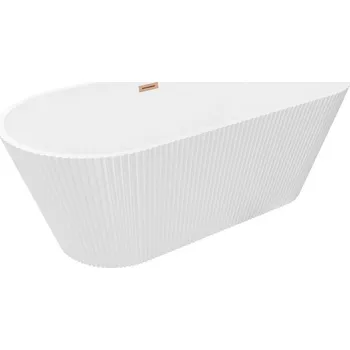 Vana Mexen Yara vana volně stojící drážkovaná 170 x 75 cm, bílá, přepad měď kartáčovaný - 52861707500-65 Volně stojící vany