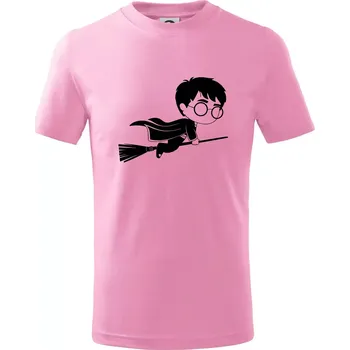 Harry obrázek na koštěti - Tričko dětské bavlněné - 146 cm/10 let ( Růžová )