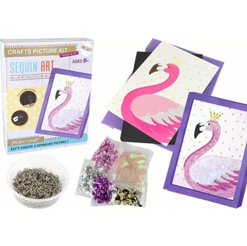 kreativní sada LEAN Toys Pěnový obrázek s flitry - Plameňák