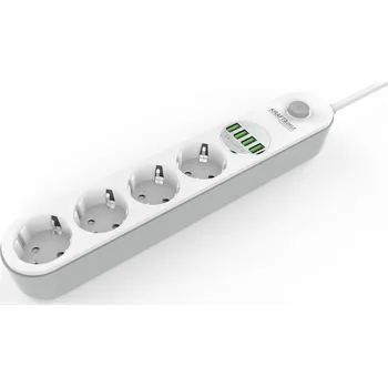 Prodlužovací kabel Prodlužovací kabel s USB 2m 4 zásuvky + 4x USBKD4030