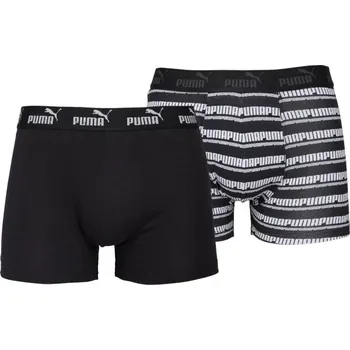 Boxerky Pánské boxerky Puma ELEMENTS MEN STRIPED BOXERS 2P XXL Černá, Bílá