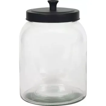 Dóza na potraviny Nádoba na potraviny skleněná, černé kovové víčko, objem: 1,60 litru, výška: 150 mm, průměr: 160 mm
