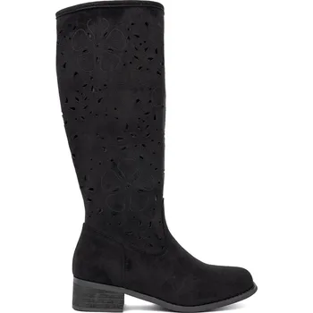 Dámské kozačky Černé semišové kozačky nad kolena