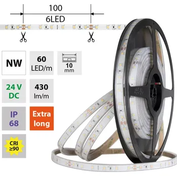 LED páska LED pásek SMD2835 NW, 60LED/m, 4,8W/m, DC 24V, 430 lm/m, CRI90, IP68, 10mm, 5m