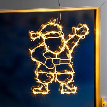 Vánoční dekorace Haushalt international Světelná dekorace do okna Santa 477746 43 x 35 x 1 cm bílá