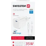 Swissten síťový adaptér /GaN/USB-C/35W/Power Delivery/ + datový kabel USB-C/lightning bílá