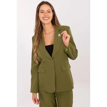 Dámské sako Olivově zelené elegantní sako s broží IT-MA-