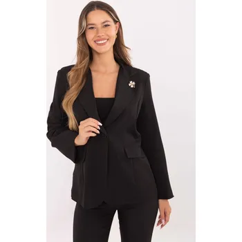 Dámské sako Elegantní černé sako s broží a podšívkou IT-MA-
