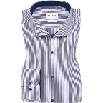 Pánská košile Košile Eterna Comfort Fit Streifen Twill modrá velikost: 45, délka rukávu: dlouhý rukáv