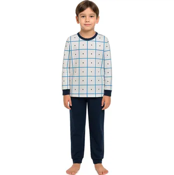 Dětské pyžamo kostičky - modré Dětské velikosti (půlené): EU 92/98