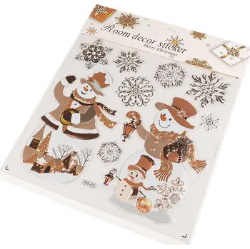 Vánoční dekorace Vánoční samolepky plastické 3D na okna a dveře Varianta: 1 zlatá tmavá sněhulák, Balení: 1 karta