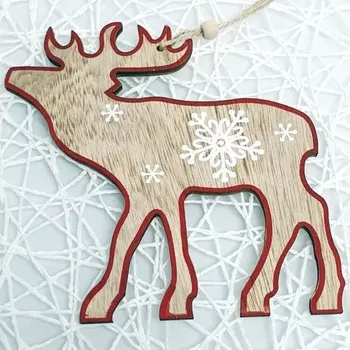 Vánoční dekorace RB-nakuplevne Dřevěná dekorace na Vánoce - sob přírodní 15 x 15 cm