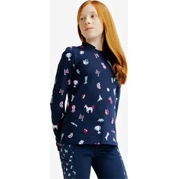 FOUGANZA Dětské jezdecké polo s dlouhým rukávem Magic 8 LET MODRÁ