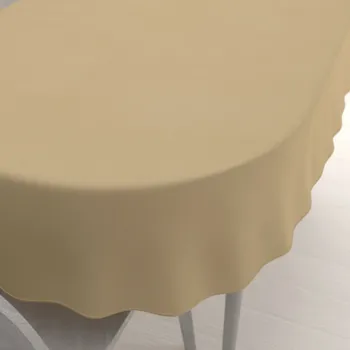 ubrus Dekorační oválný ubrus BKU-107 Pískově béžový 100x140 cm