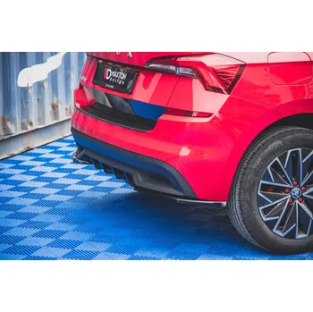 Nárazník Maxton Design boční difuzory pod zadní nárazník pro Škoda Kamiq, černý lesklý plast ABS